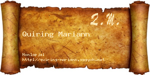 Quiring Mariann névjegykártya